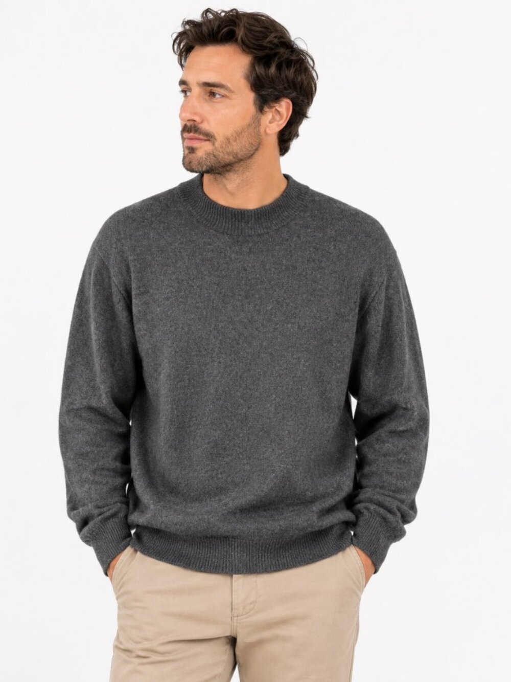 Giasone Italy Wool Sweater Gray Crewneck Made in Italy Luxury Soft Men's M